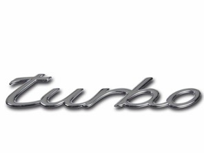 Turbo - Chrome-Abzeichen. Porsche 993 Turbo / 996 Turbo - 996559237034PU, 996.559.237.03.4PU